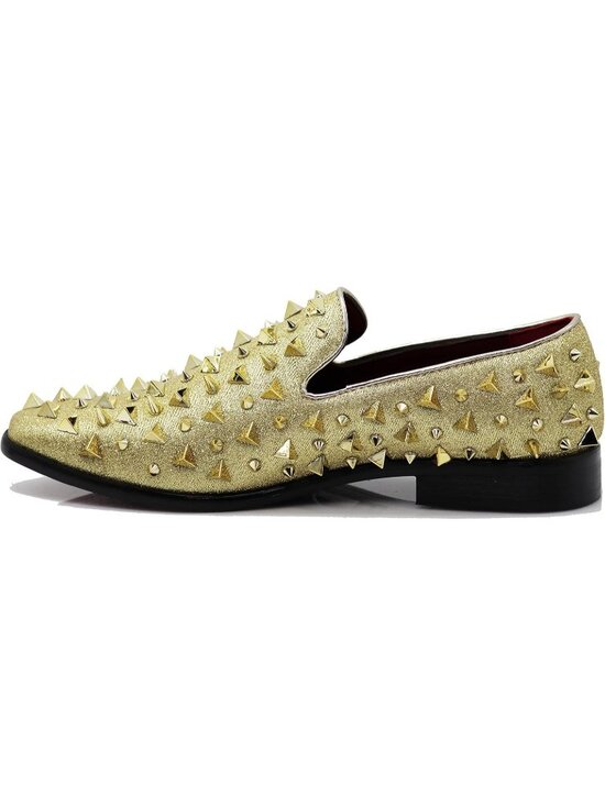 Enzo Romeo Men\'s Gold Solid Rubber Sole Vintage Loafers Slip On Classic Shoes
